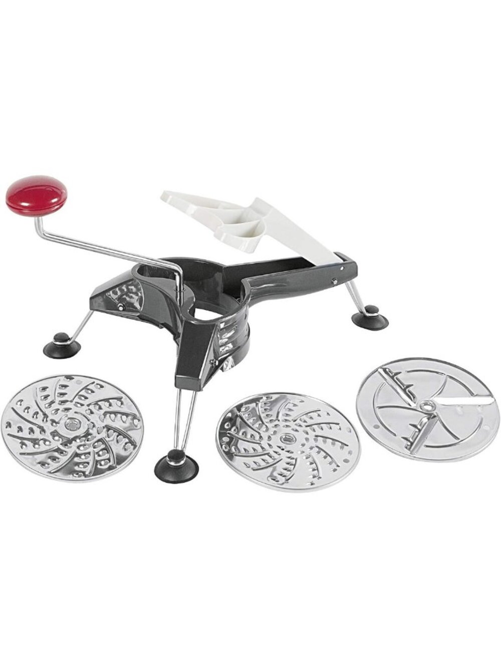 Heavy Duty Rotary Cheese & Vegetable Grater Slicer with 3 Blades & Suction Pads